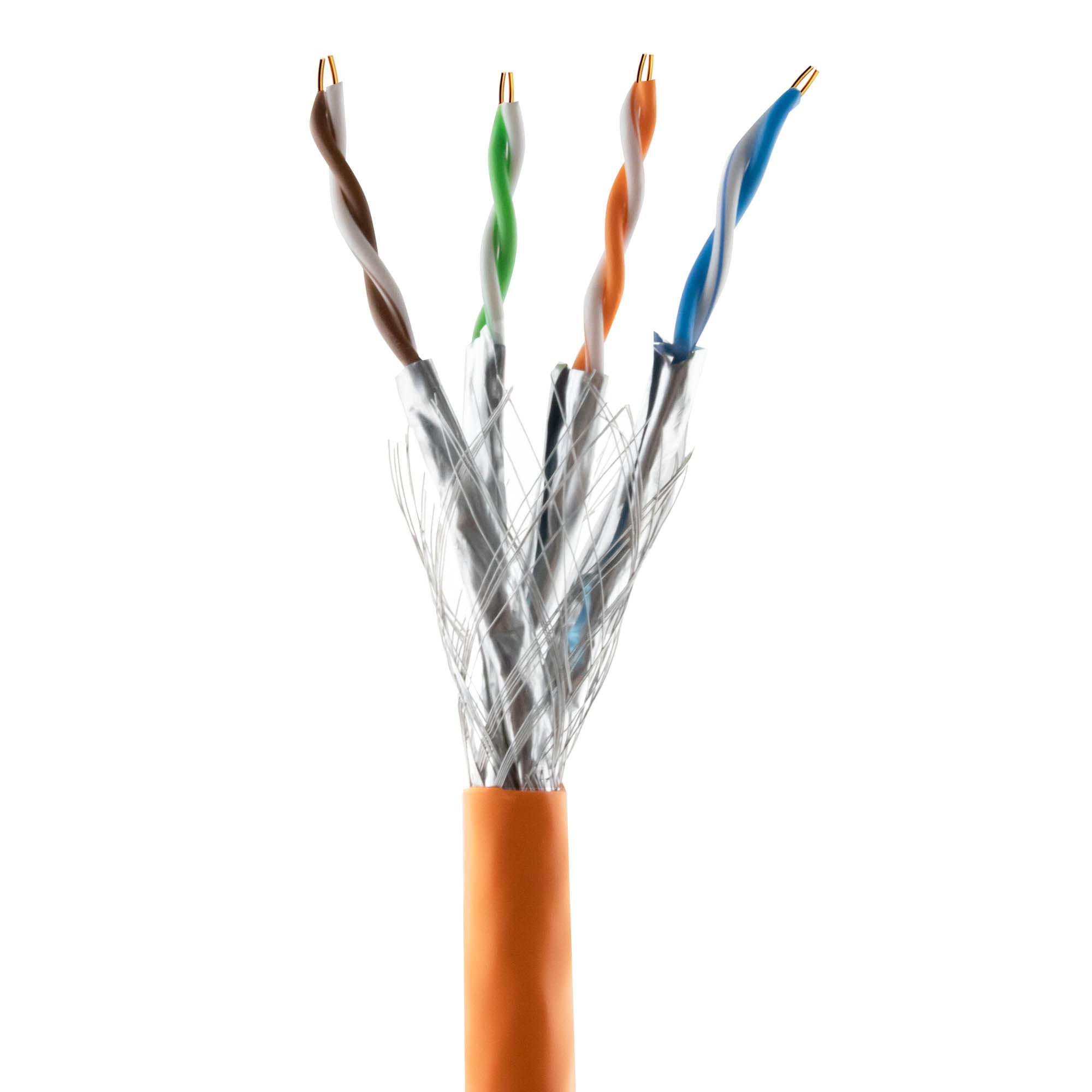 SeKi Cable de instalación PIMF S/FTP LSZH sin halógenos homologado según BauPVO Ethernet, cable de red LAN, 10 Gbit 1000 MHz AWG23/1, 50 m, color naranja