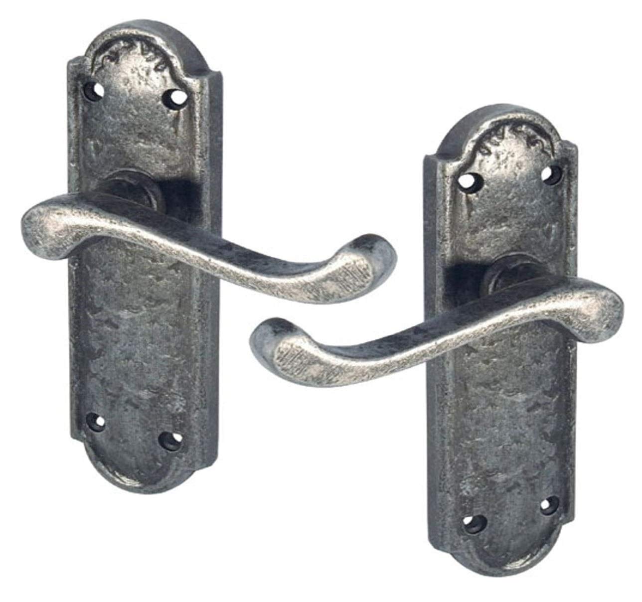 EuroArt Turnberry Suite Door Handle on Latch Plate Pewter Finish Traditional Lever Handle for Internal Doors Fixings Included