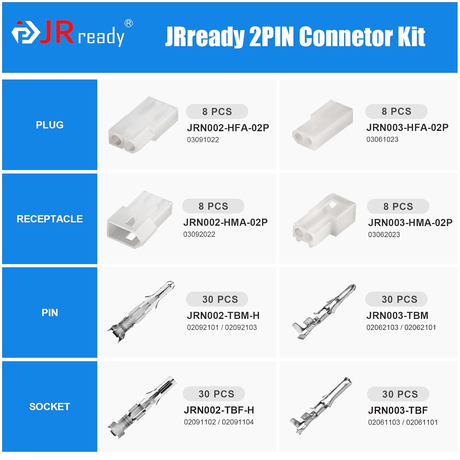 JRready ST6478+ST6475 Pin Connector Extractor Kit 2 3 4 6 9 12 Pin Sockets 18-24AWG/14-20AWG Terminal Contacts Power Automotive Standard Molex 093" 062" Series