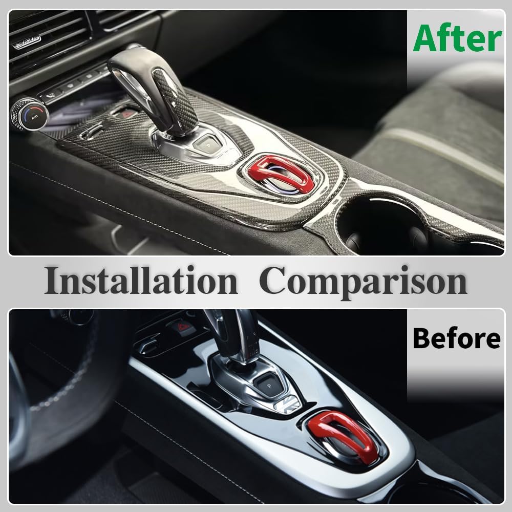 Genuine Carbon Fiber Center Console Gear Shift Panel for Lotus Emira I4 V6 GT GT4 Coupe 2022 2023 2024,Central Cup Holder Trim (Gear Shift Frame)
