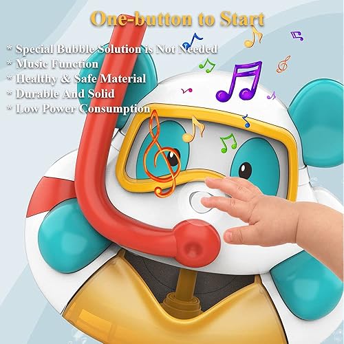Miniatura 3 de Máquina eléctrica de burbujas para bañera con diseño de oso lindo oso, máquina sopladora de burbujas de animales de dibujos animados para niños,
