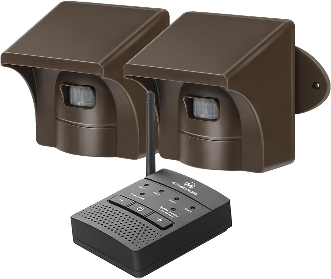 eMACROS 1/2 Mile Long Range Wireless Solar Driveway Alarm Outdoor Weather Resistant Motion Sensor & Detector-Security Alert System-Monitor & Protect Outside Property