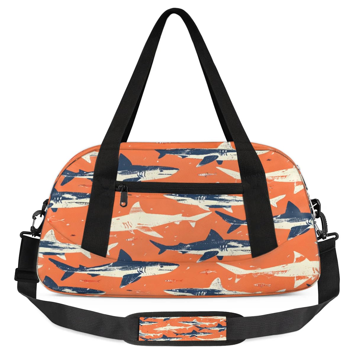 Sport Duffel Bag Sharks Theme Kids Gym Bag Weekender Overnight Bags for Boys Girls Teens Carry On Workout Travel Bag