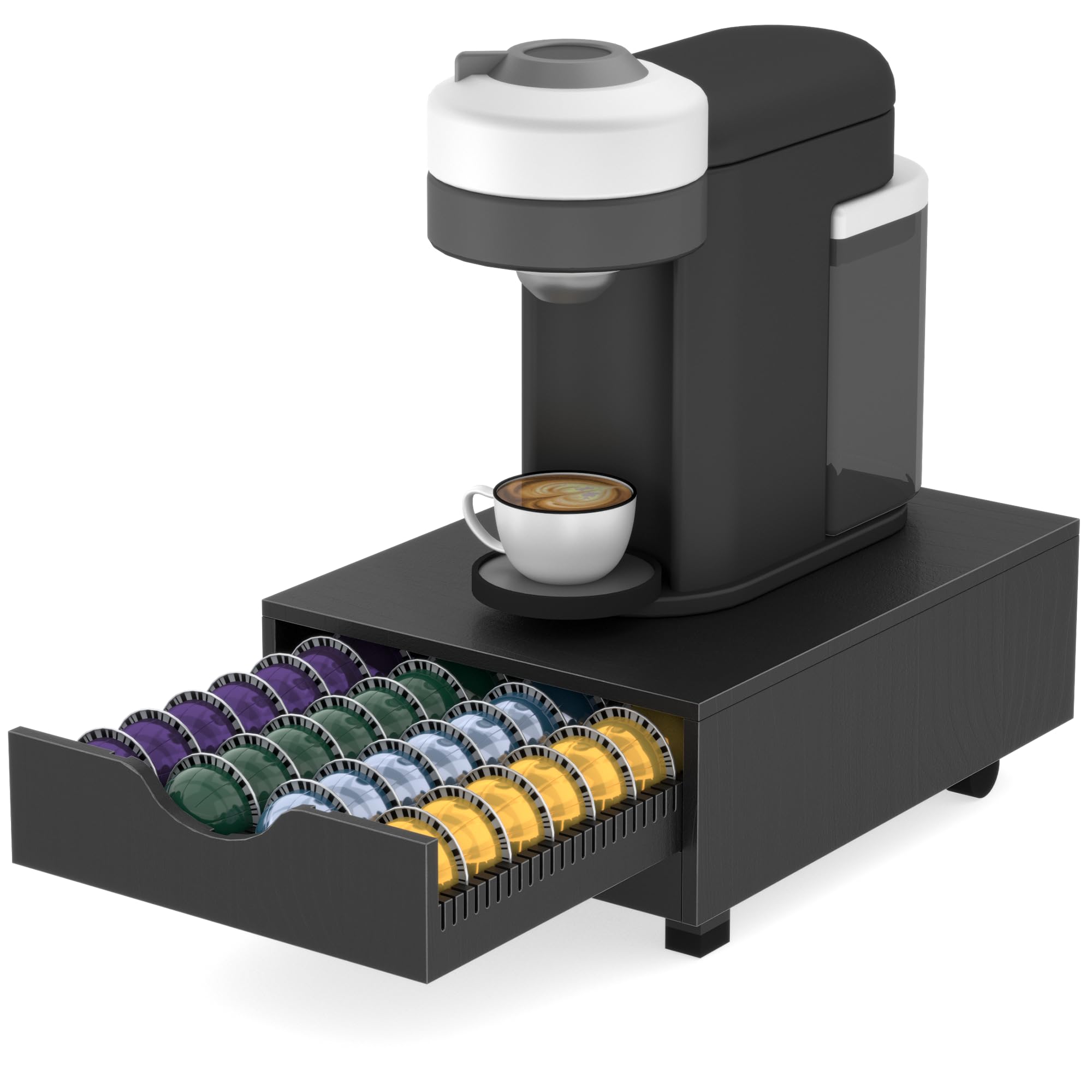 Suli Portacápsulas de café para cápsulas 52 cápsulas,negro | Dispensador Capsulas Compatible,Cajón para Almacenar Cápsulas,Soportes para Cápsulas de Café para 52 Cápsulas Vertuoline