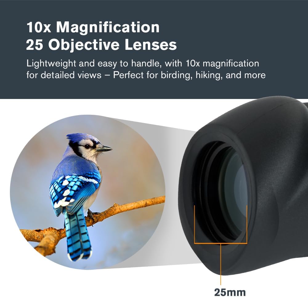 Celestron – Nature 10x25 Monocular – Ideal for Hiking and Wildlife Viewing – Multi-Coated Optics – 25mm Objective Lens – BaK-4 Prism –Twist-Up Eyecup – Waterproof & Fogproof - Image 2