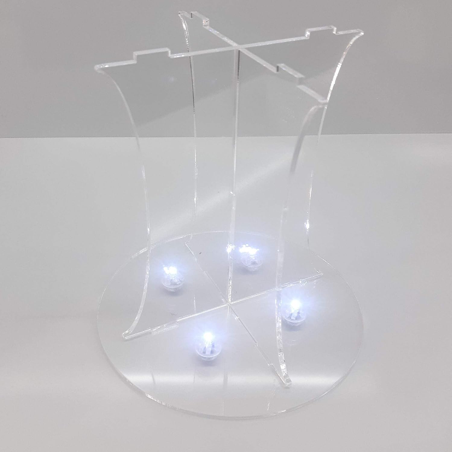 Crystal Style Acrylic Cake Separator Stand Kit with LED Lights and Crystals - Square
