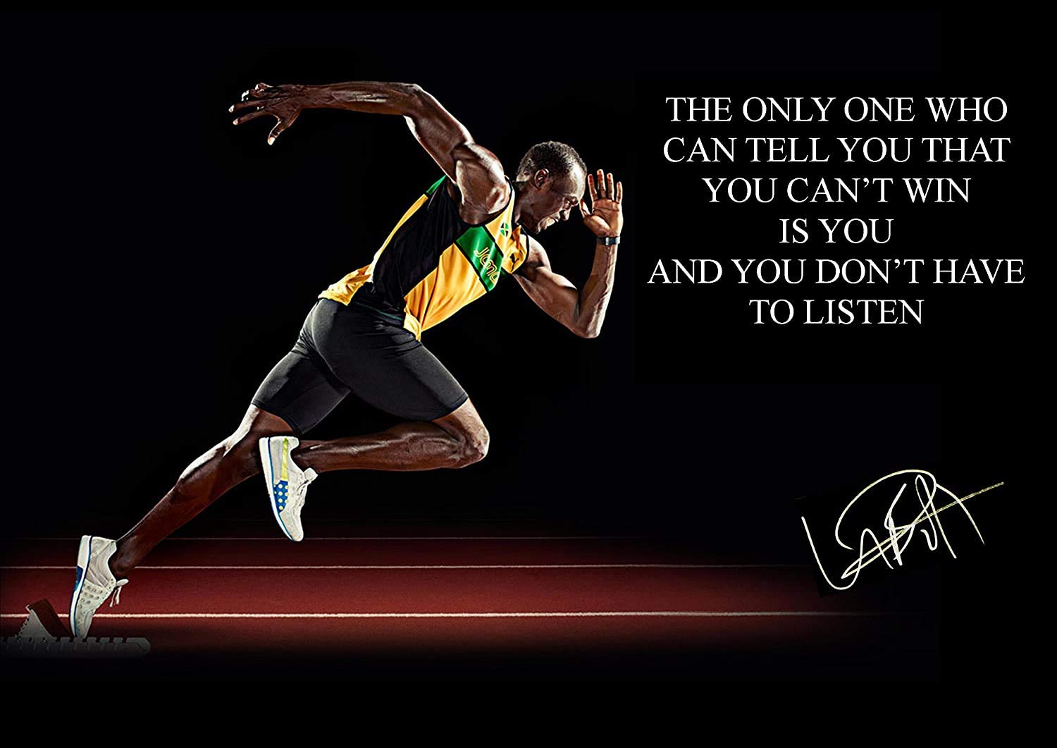 Large Usain Bolt 'The ONLY ONE' Poster (A2 Approx 23 X 16 INCHES) Inspirational Motivational Quote Sign Poster Print Picture