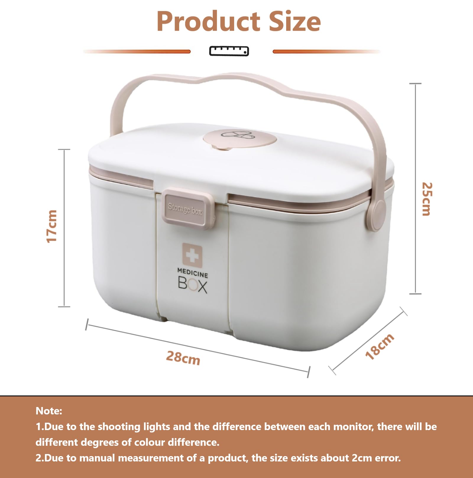 Caja medicamentos, Caja botiquin con 2 compartimentos, Organización medicamentos portátil, con asa, Cajas grandes para medicamentos para su medicina casera hogar al aire libre