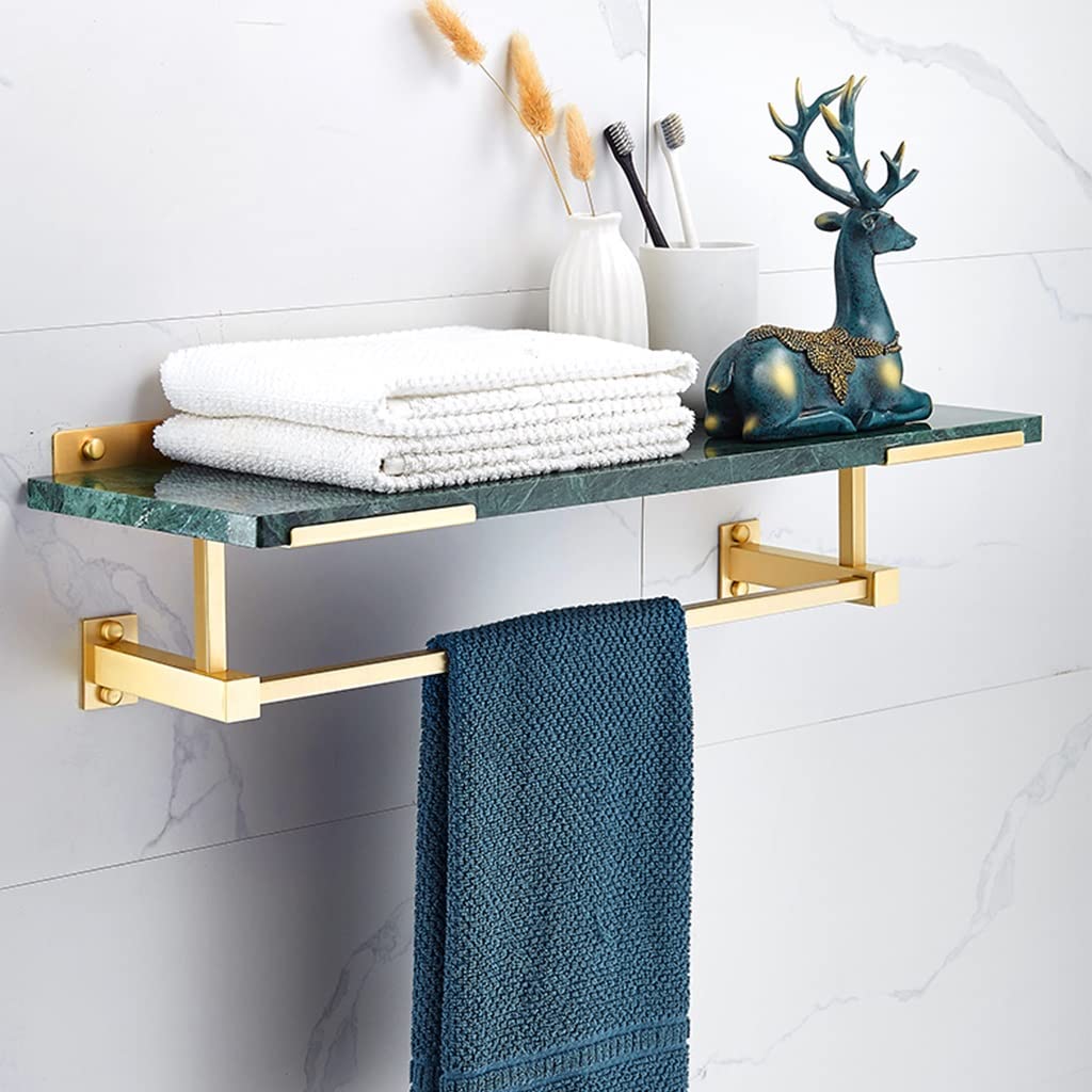BAHELS Shower Caddy Light Luxury Marble Towel Rack Bathroom Copper Bathroom Shelf Brushed Gold Bathroom Organizer Storage Rack