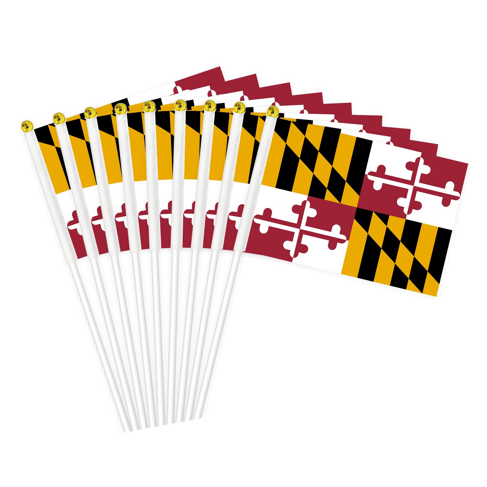 mflagperft Maryland Flags on Stick 12 Pack, Small Handheld State Flag
