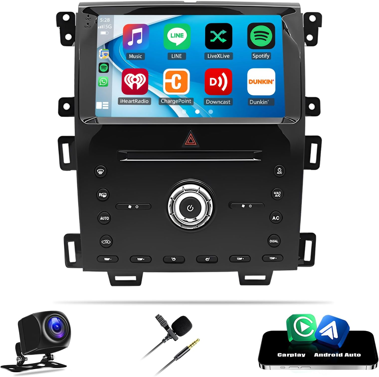 9'' Car Radio for Ford Edge 2011 2012 2013 2014 2015 with Wireless CarPlay Android Auto MirrorLink, Android 13 Touch Screen for Ford Edge Stereo GPS WiFi Bluetooth FM/RDS SWC AHD Backup Camera