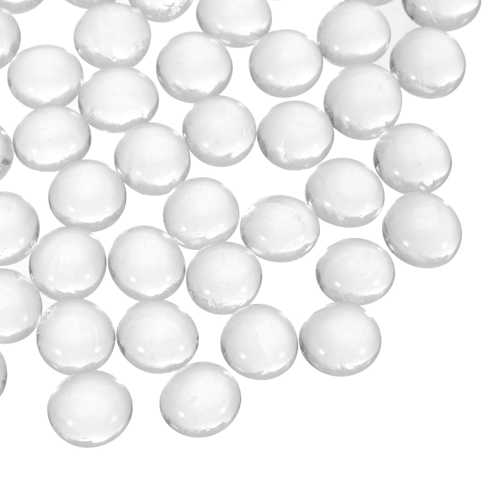 MECCANIXITY Cuentas de cristal, 100 piedras preciosas de cristal plano, transparentes, 1 libra (0.4-0.55 pulgadas), guijarros de cristal para rellenar jarrones, decoración de acuarios, manualidades