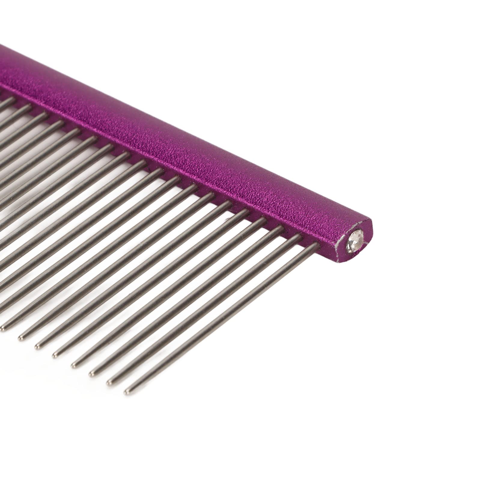 Greyhound Comb for Dogs Metal Comb for Dogs Metal Dog Comb Cat Comb for Removing and Knots Dog Combs with Rounded Ends Grooming Tool for Long Short Haired Dog (Purple - Image 2