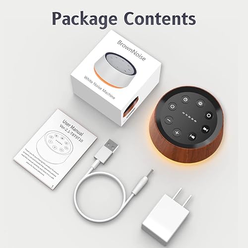 Miniatura 7 de Máquina de Sonido de Ruido Marrón con 30 Sonidos Relajantes, Luz Nocturna de 12 Colores, Máquina de Ruido Blanco para Adultos, Bebés y Niños