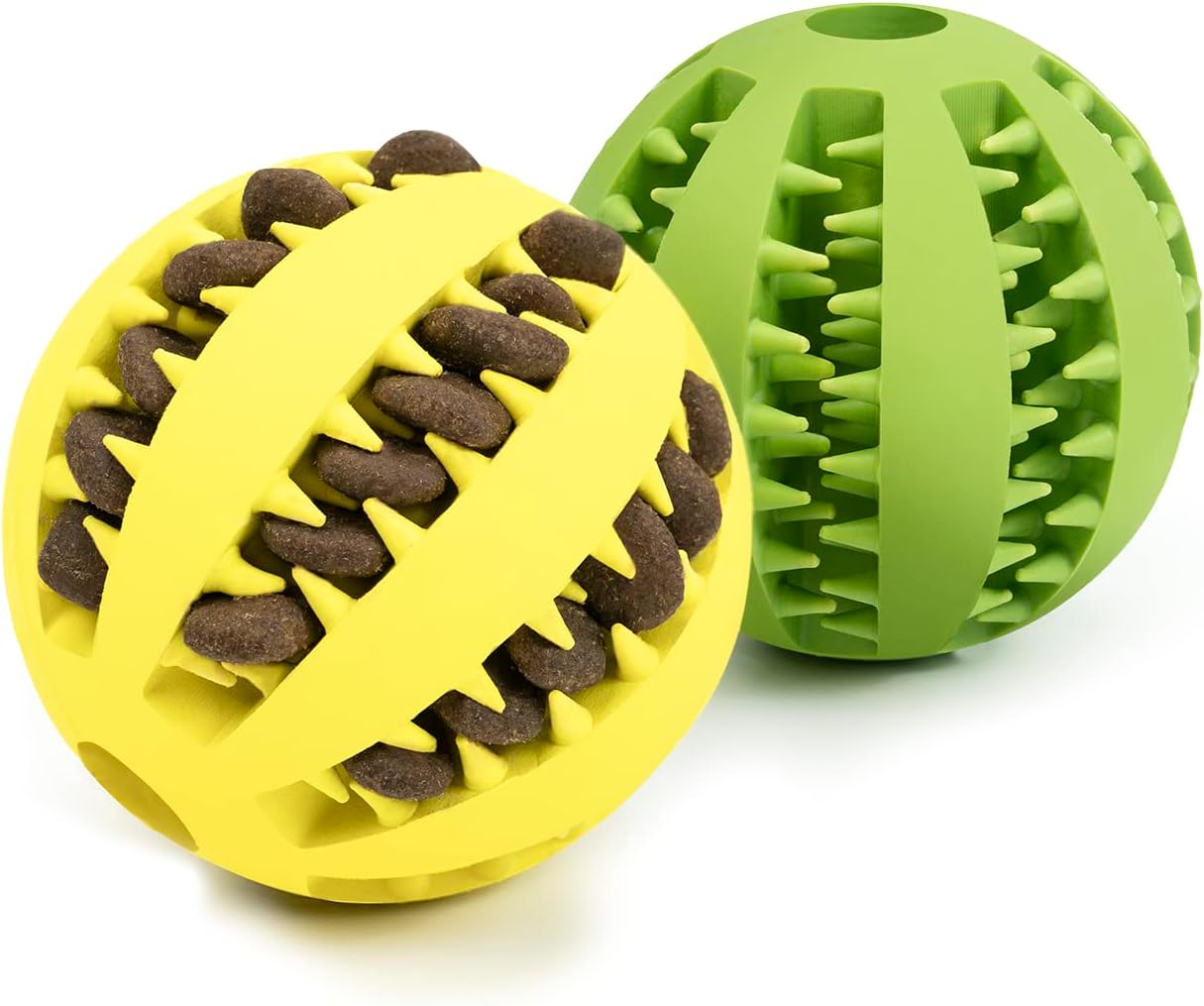 HGB 2 Pack Dog Toy Ball, IQ Puzzle Chew Toys for Treat Dispensing, Puppy Teething, Dog Enrichment Toys for Teeth Cleaning, Pet Training, Interactive Dog Toys for Medium & Large Dogs