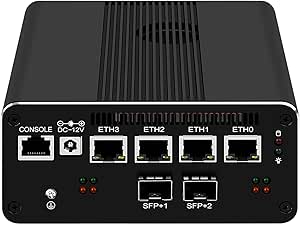 13th Gen Firewall Micro Appliance, 2x10G SFP, 6X i226 2.5G LAN Fanless Mini PC Intel i5 1240P, 16GB DDR5 256GB SSD, 4* USB, HDMI, DP, BIOS, AES-NI VPN Router Support pfsense Openwrt, WiFi Slot