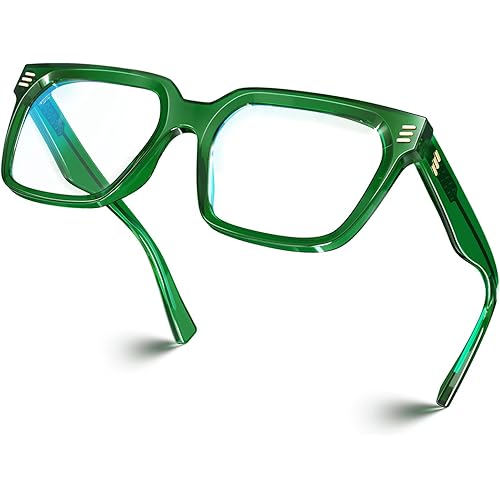 VISOONE Rectangle TR90 Blue Light Blocking Glasses Computer Glasses with Preppy Look for Women and Men Cougar