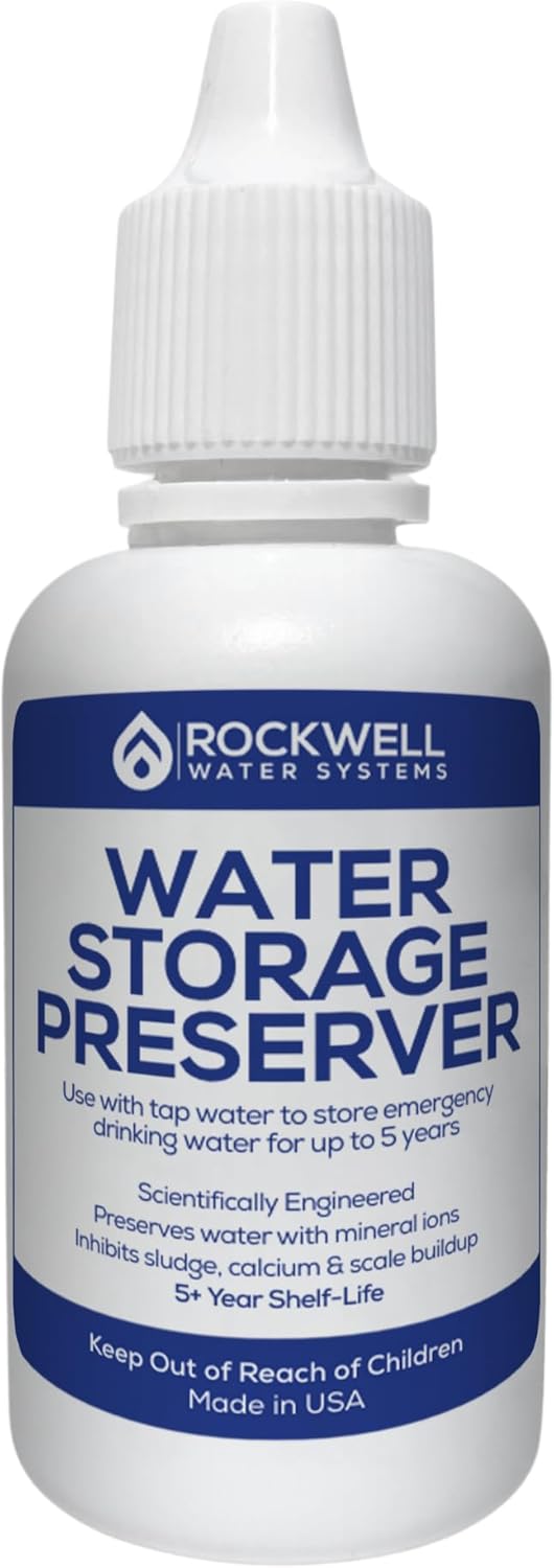 Rockwell Water Storage Preserver 55 Gallon, Store Water for 5 Years, Emergency Preparedness, Survival Kits, Emergency Storage