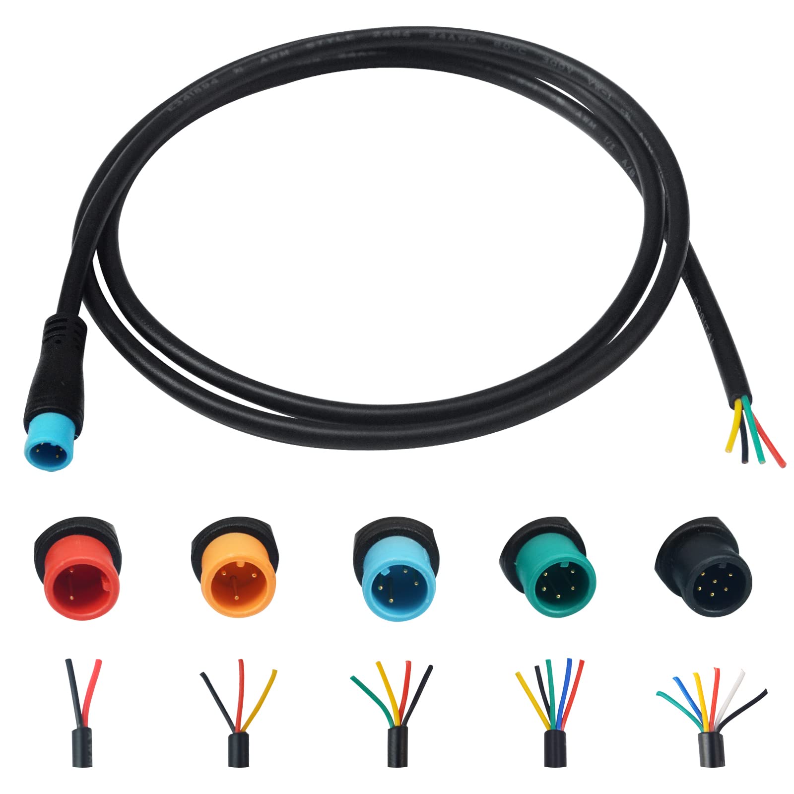 Extension Cable 2Pin/3Pin/4Pin/5Pin/6Pin Waterproof Plug with A Single Connector DIY Ebike Line for Electric Bicycle Light/Throttle/Ebrake/Display Ebike Parts