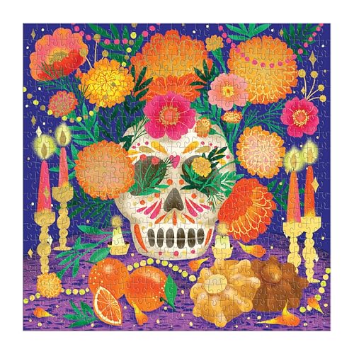 Rompecabezas Galison Ofrenda del Día de Muertos, 500 piezas con acabado metalizado para adultos, ilustrado por Marisol Ortega, tamaño final 20" x 20" miniatura 7