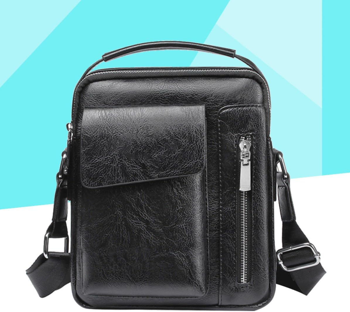 KALLORY Men's PU Leather Messenger Crossbody Bag for Business Travel