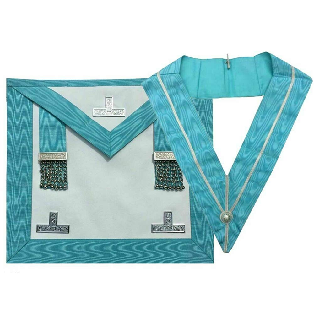 Masonicdirect Men's White/Aqua Masonic Regalia Worshipful Mason Wm Apron, Past Master Collar