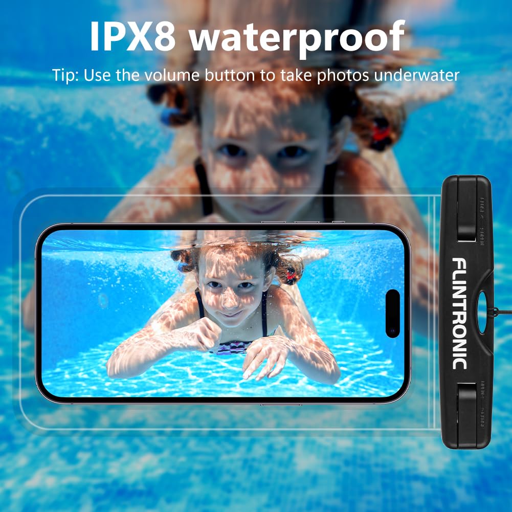 flintronic Wodoodporna torba z regulowanym paskiem na talię, IP68, przezroczysta, dotykowa, sucha torba na plażę, do pływania, wędkowania, pływania łodzią
