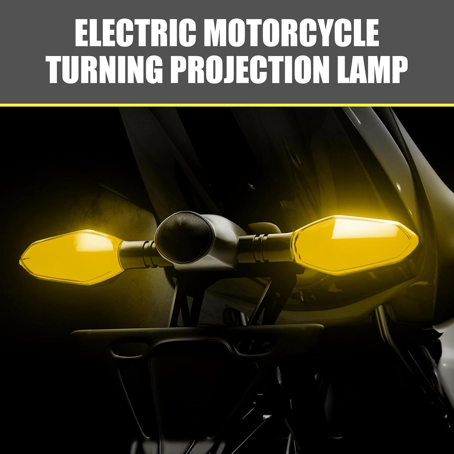 2PCS Motorcycle Turn Signals Projector Blinkers, Motorbike Front Rear Led Lights with Projection Arrow, 3 Wire Turn Signal Lights for Motorcycles Indicators, 27 DRL Light Modes (Yellow)