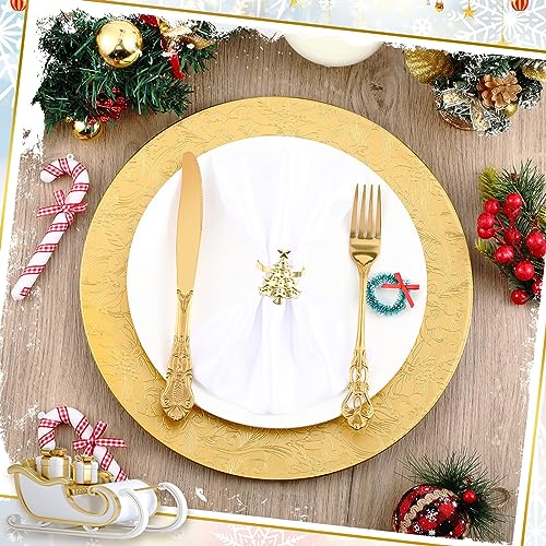 Set de 24 Platos Dorados para Navidad miniatura 4
