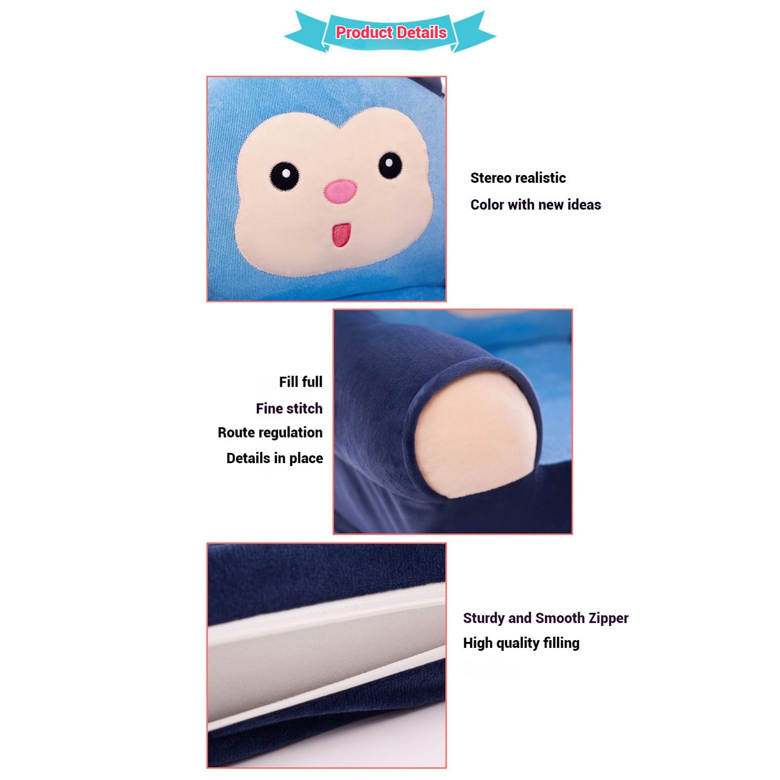 Divano Pieghevole Per Bambini In Peluche | 2 In 1 Letto/Divano | Motivo Cartone Animato | Blu - Foto 4