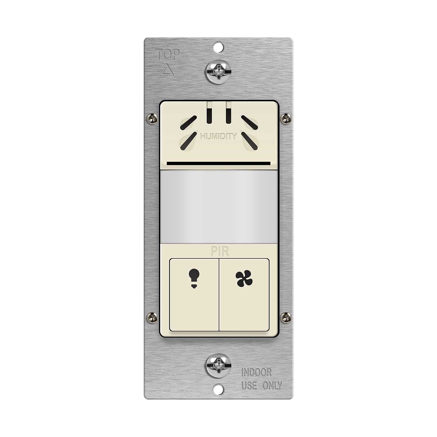 TOPGREENER Interrupteur de capteur d'humidité avec capteur de mouvement et éclairage PIR, câble neutre nécessaire, détection d'humidité de l'air pour ventilateur de ventilation, contrôle automatisé du