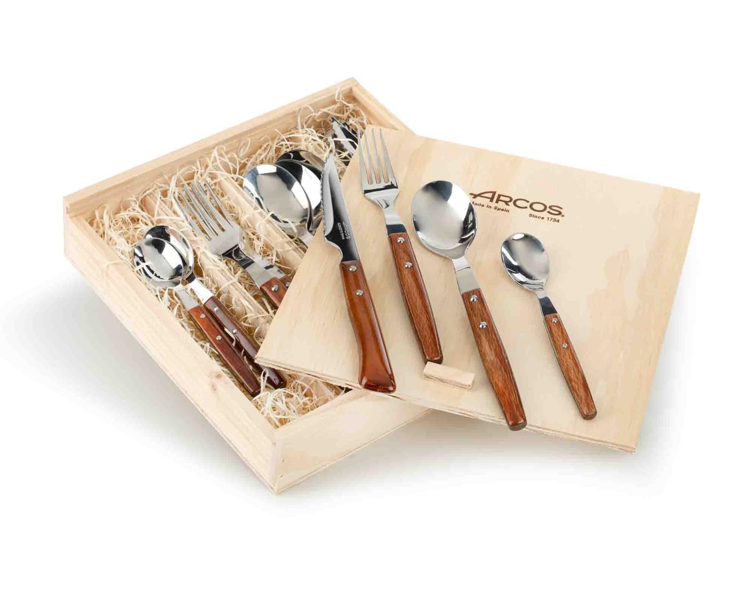 Arcos Serie Gregorio Arcos Besteckset, 16-teilig, Edelstahl, Holzgriffe, Braun