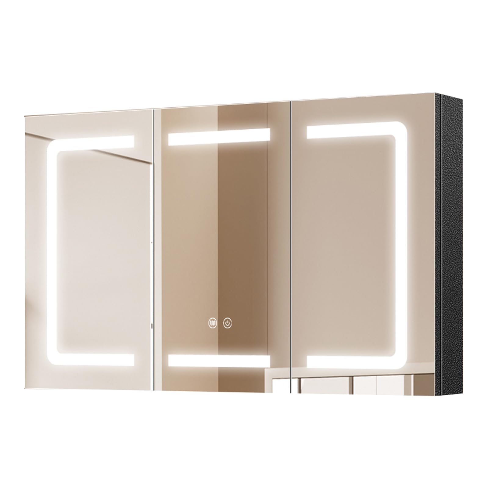 Armoire Miroir de Salle de Bain à LED avec éclairage LED et Prise, 100x60 cm, Murale Meuble Miroir Salle de Bain, Etagere Réglable, Anti-buée, 3 Couleur, Dimmable