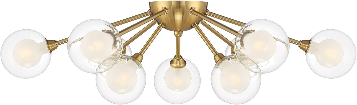 Modern Gold Glass Sputnik LED Ceiling Light Fixture