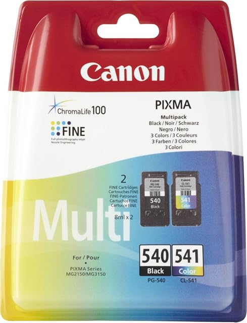 Canon PG 540 and CL 541 Ink Cartridges Pack of 2, Black and Colour
