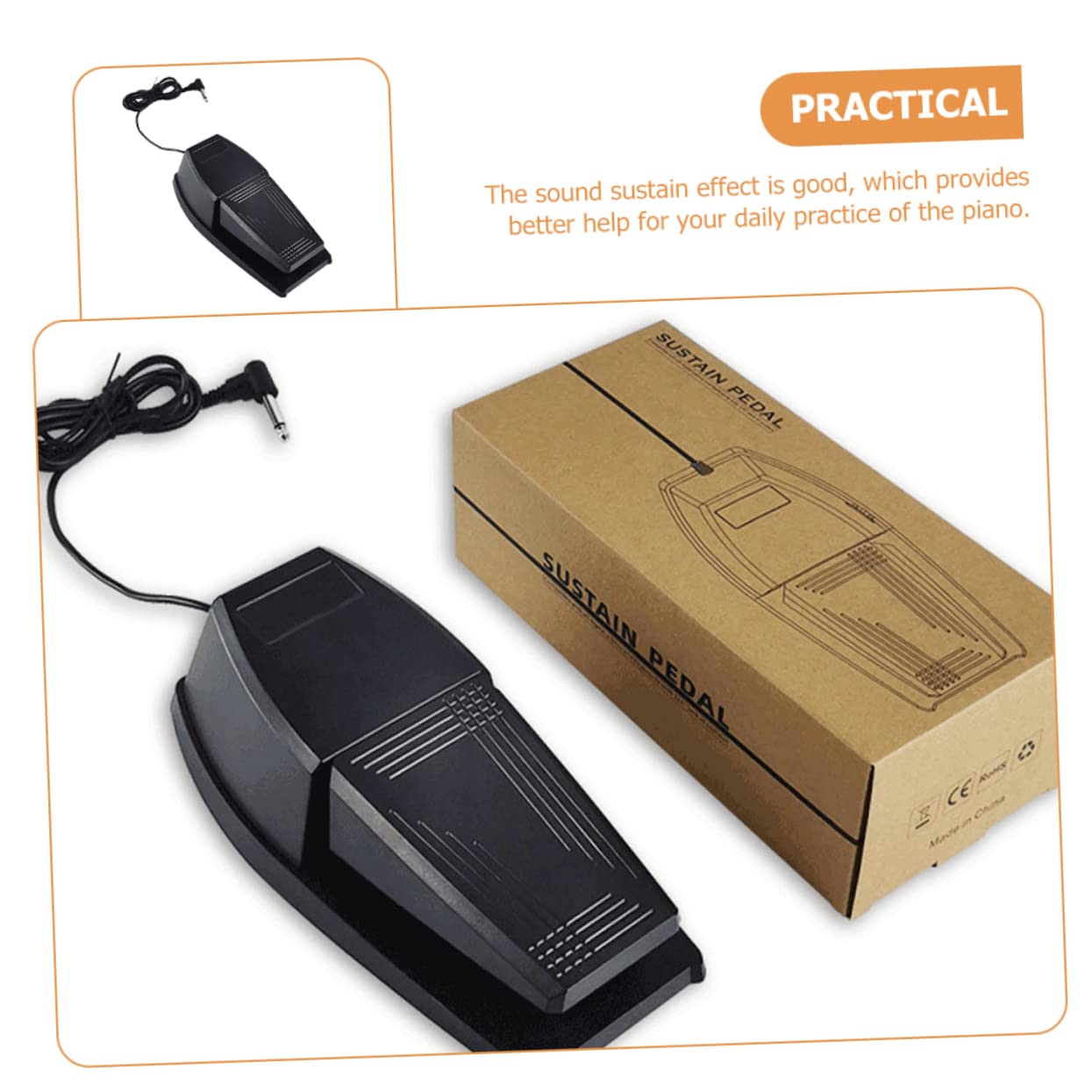 Pedal y Goma Portátil Negro de Piano Sustain para Abs | Teclado Midi, Resistente y Robusto, Efecto de Sostenido, Accesorio para Instrumentos Musicales