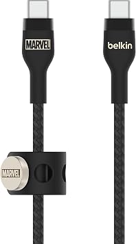 Disney 100th Anniversary Marvel Limited ModelBelkin USB-C to USB-C Braided Silicone Cable iPhone 15/MacBook/iPad mini/iPad Pro/iPad Air/Galaxy/Android Smartphone Compatible, Fast Charging, PD