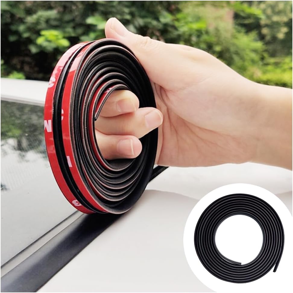 16.4Ft Car Weather Stripping,T-Shape Cuttable Car Windshield Trim Sunroof Seal with Self Adhesive,Waterproof Rubber Edge Trim for Cars Trucks SUVs,Keeps Car Interior Tidy and Quieter
