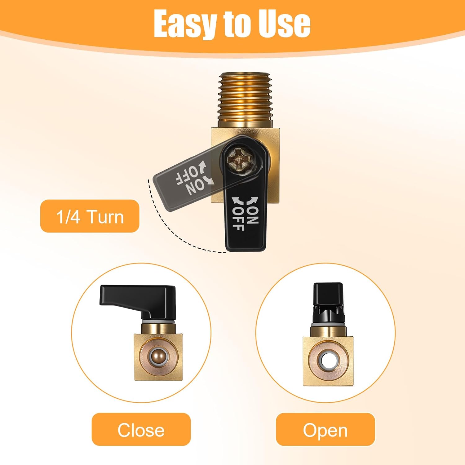2 Pcs Air Compressor Drain Valve Brass Drain Cock Ball Valve 1/4" NPT Male Thread Ball Type Drains Valves Metal Air Tank Drains Valves Compressor Accessories