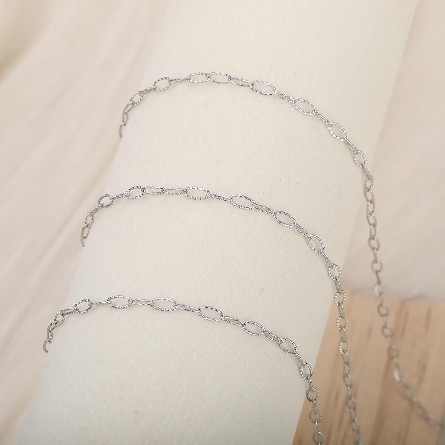 SMYHTGLIF 5 Meters Silver Oval Embossed Paperclip Jewelry Making Chains Stainless Steel Chain for Jewelry Making DIY Craft Chain Bulk Jewelry Findings - Image 6