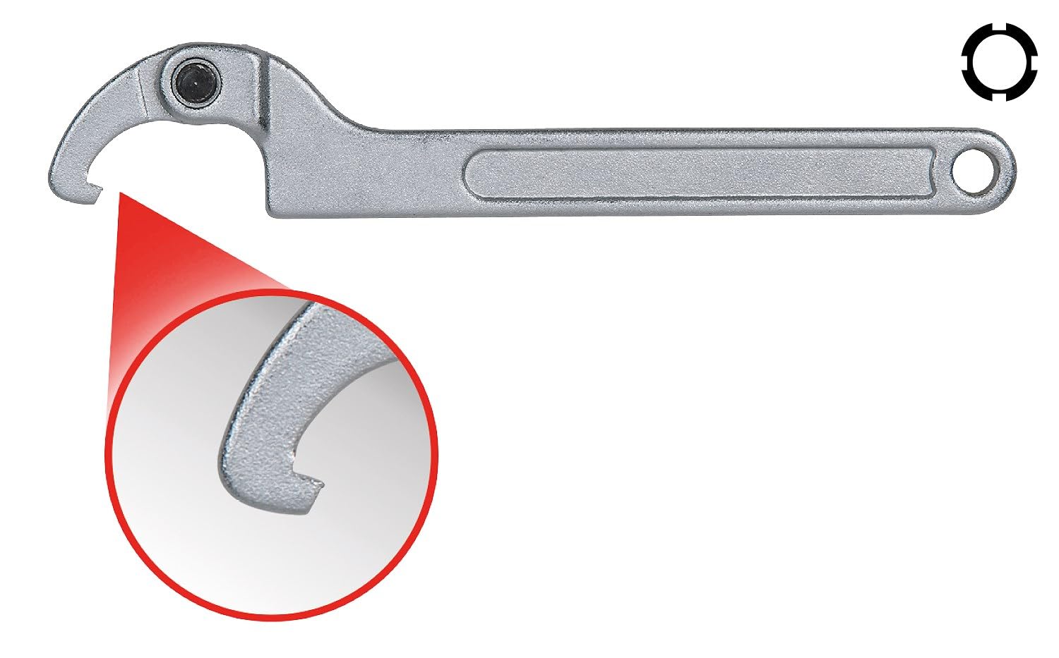KS Tools 517.1317 Llave de gancho articulada con pico, 35-50 mm