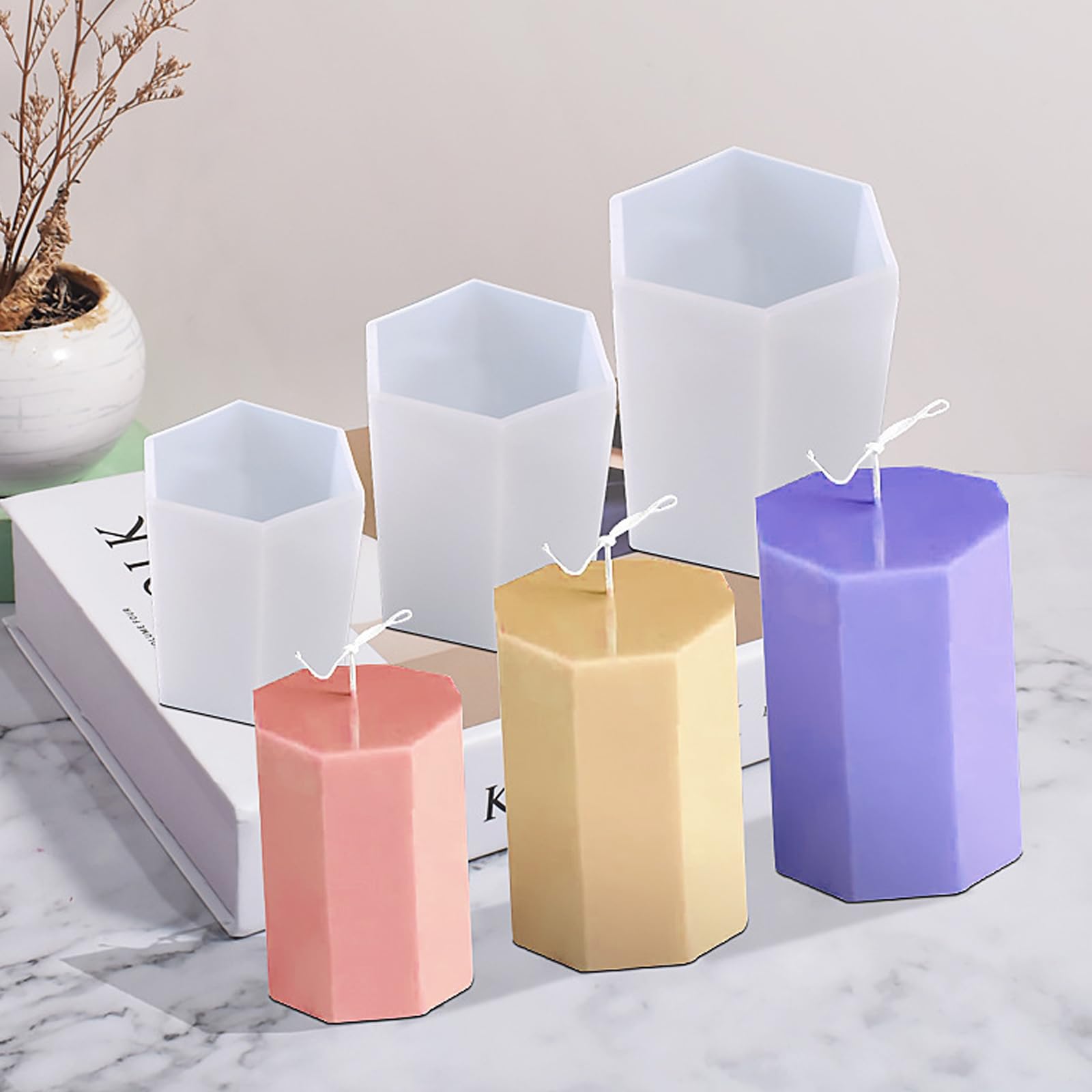 Stampi Silicone per Candele,6 pezzi stampo silicone candele,Stampi In Silicone Per Candele Natale Set,Usato per Decorazione Fai da Te,Sapone Fatto A Mano, Candele Profumate