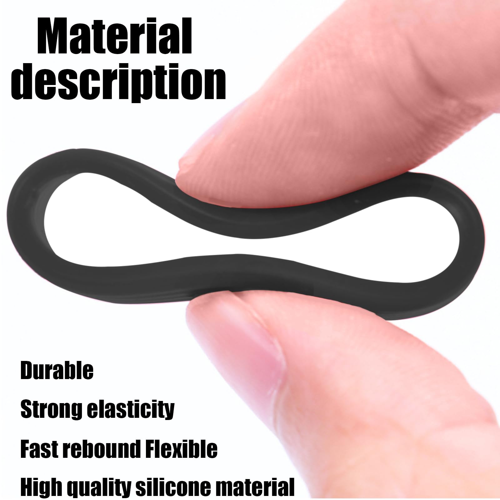 Huakaile 10 Pcs Tennis Grip Band, Silicone Racket Sealing Rings, Non-Slip Racquet Handle Finishing Ring, Overgrip Protector Fix Ring for Pickleball Paddle Badminton Squash Racquet (Black) - Image 3