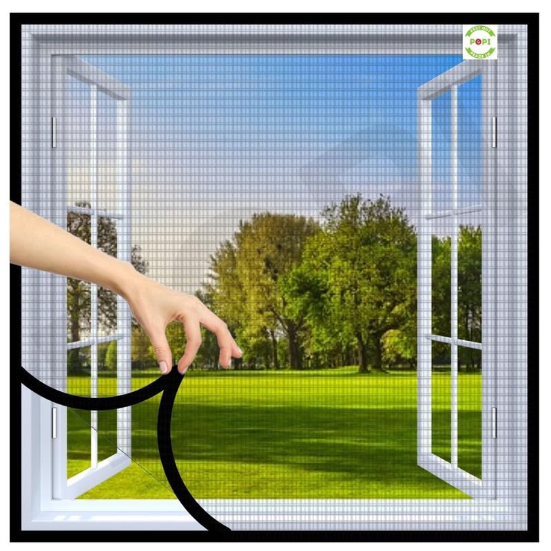 POPI Pre-Stitched Mosquito Net, FiberGlass Screen for Windows, Doors, Balconies with Fastener Hook Tape Attached on Borders - White - 70cm x 150cm (B0CVNGXYBL) Amazon Price History, Amazon Price Tracker