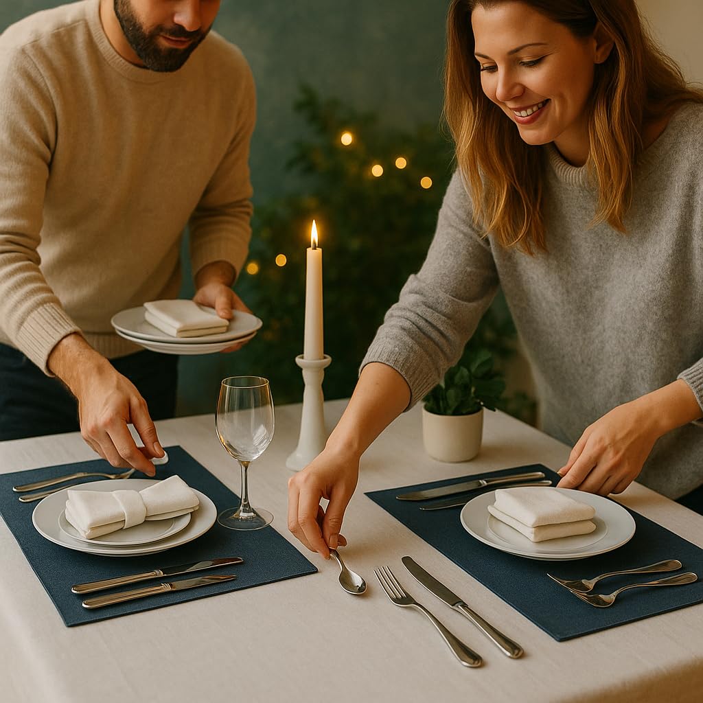 Besteck Set 60-teilig für 12 Personen Edelstahl – elegantes Tafelbesteck Set hochglanzpoliert, spülmaschinenfest und rostfrei; für stilvolle Tischkultur im Alltag und zu Feiern (Model 3)