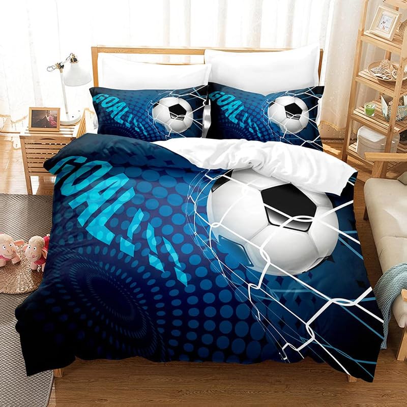 phonxia Parure de Lit 90x190 Enfant Football Housse de Couette 1 Personne Imprimée des Sports Housses de Couettes avec Fermeture Éclair en Microfibre et 2...