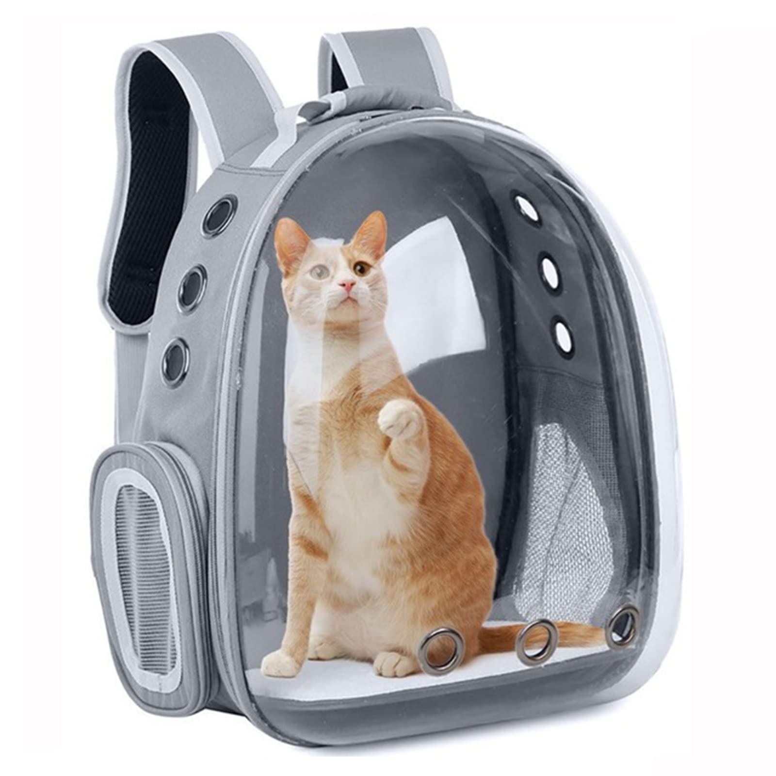 liuwei Mochila para Mascotas, Mochila Transparente para Gatos, Mochila portátil para Viajes al Aire Libre con ventilación para Perros,Gris