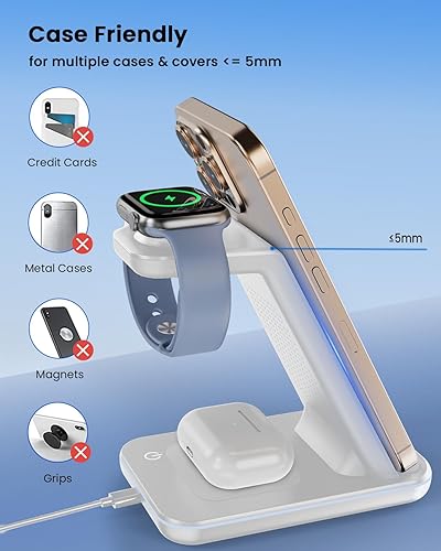 Miniatura 6 de Estación de carga inalámbrica 3 en 1, soporte de cargador inalámbrico para múltiples dispositivos Apple, cargador inalámbrico para iPhone 17 16