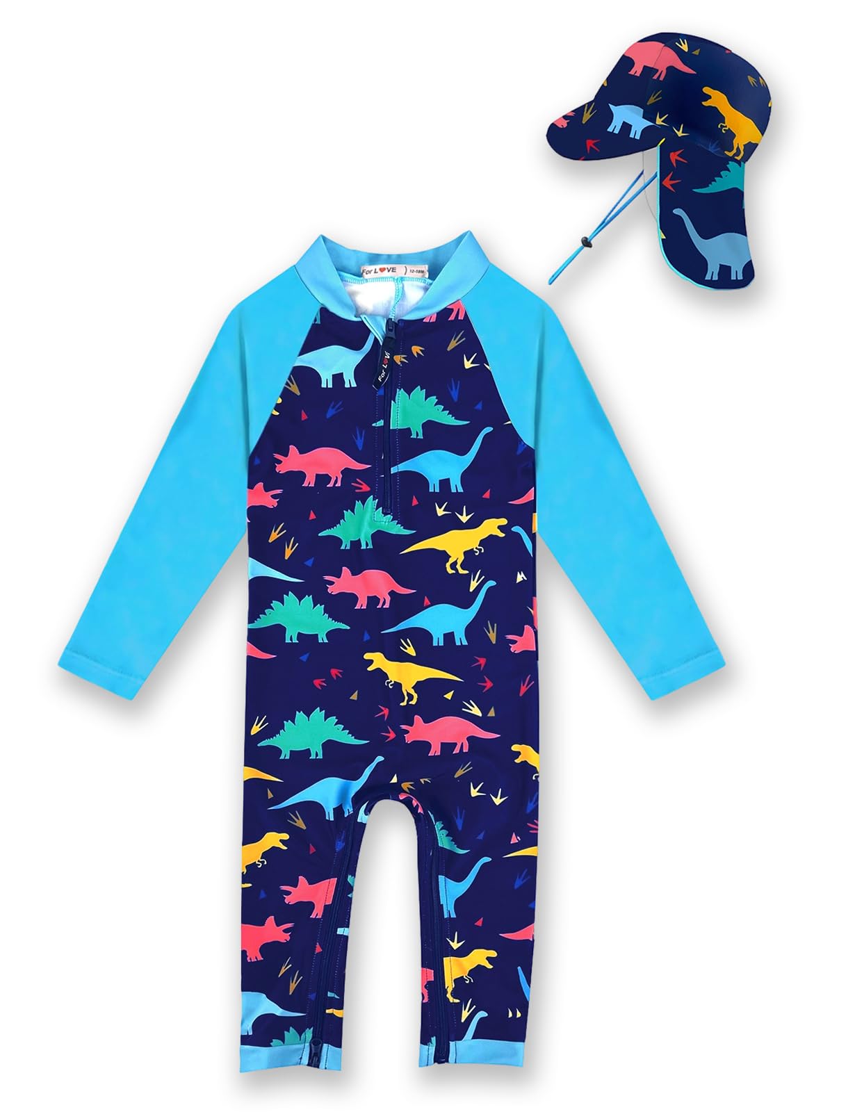 weVSwe Baby Toddler Boy Swimsuit Long Sleeve Baby Swimwear UPF 50+ Sun Protection Rash Guard Swimming Costume with Crotch Zipper 0-3 Years — view 47