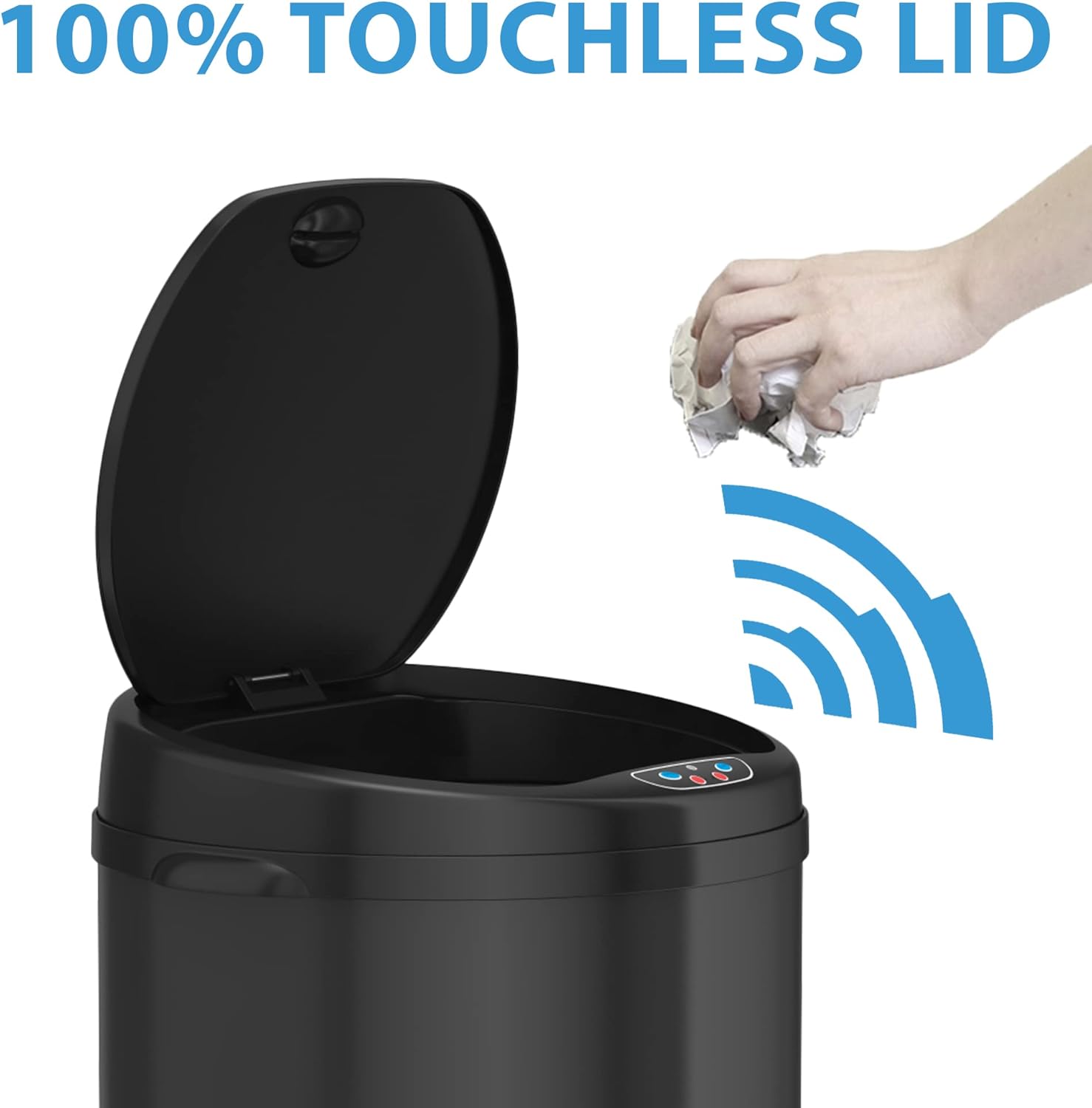 Prоmо 40% оƒƒ iTouchless 13 Gallon Automatic Trash Can with Odor Control System – Black Round Kitchen Sensor Garbage Bin for Kitchen or Office